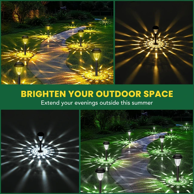 Alt view image 9 of 14 - Solar Lights Outdoor Waterproof, 12 Pack Cool White Pathway Lights | Solar Powered Landscape Lighting, Solar Garden Light for Decor, Patio, Garden, Yard, Pathways, Walkways