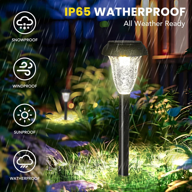 Alt view image 12 of 14 - Solar Lights Outdoor Waterproof, 12 Pack Cool White Pathway Lights | Solar Powered Landscape Lighting, Solar Garden Light for Decor, Patio, Garden, Yard, Pathways, Walkways