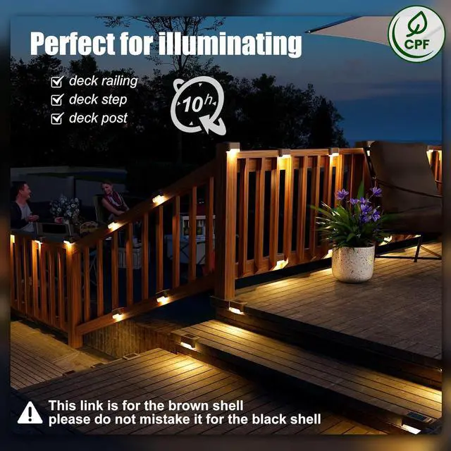 Alt view image 9 of 14 - Solar Deck Lights Outdoor 16 Pack,Step Light Waterproof,Warm White | Led Solar lights for Outdoor Stairs,Step,Fence,Yard,Patio and Pathway