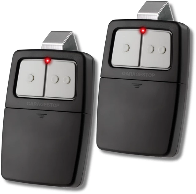 Alt view image 8 of 14 - 2X Universal Garage Door Opener Remote KLIK1U 375UT 375LM Garage Clicker | 2-Button Replacement for LiftMaster Chamberlain Craftsman Genie Linear, Operates 2 Doors or Gates, Dip Switch & Learn Button