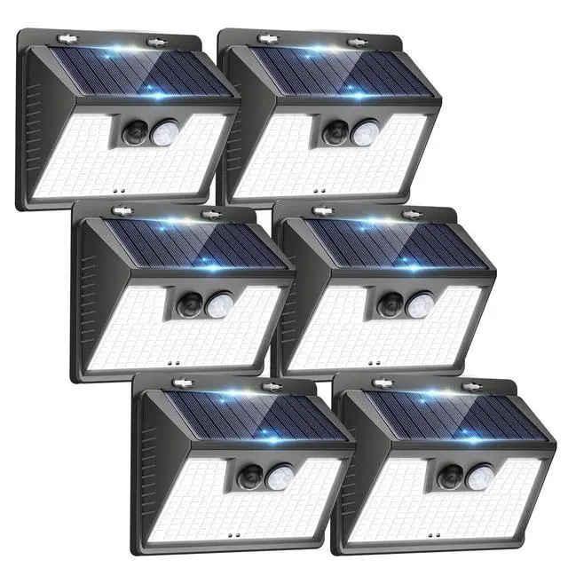 Alt view image 8 of 14 - Solar Lights Outdoor Motion Sensor, 6 Pack 140 LED Solar Powered Fence Light Waterproof, 3 Modes Security Wall Lighting for Outside Yard Deck Garden