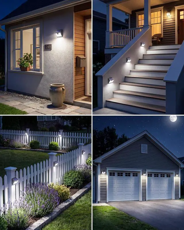 Alt view image 9 of 14 - Solar Lights Outdoor Motion Sensor, 6 Pack 140 LED Solar Powered Fence Light Waterproof, 3 Modes Security Wall Lighting for Outside Yard Deck Garden
