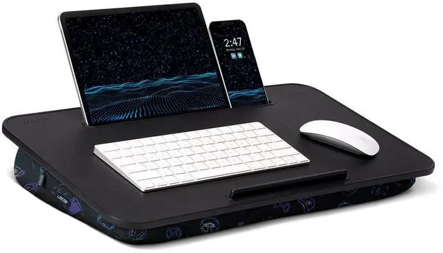 Alt view image 8 of 14 - Lap Desk Cushioned Lap Desks, Portable Laptop Desk for Bed, Couch & Floor, Washable Cushion, Built-in Phone & Tablet Slot, Fits 17.3" Laptop Working, Writing, Gaming Large, Gaming Accs