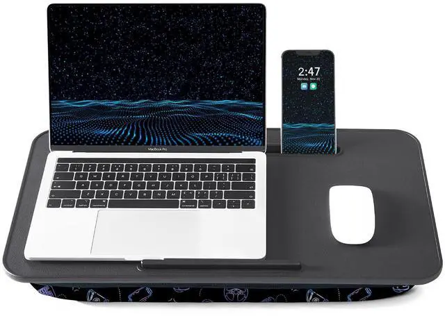 Alt view image 9 of 14 - Lap Desk Cushioned Lap Desks, Portable Laptop Desk for Bed, Couch & Floor, Washable Cushion, Built-in Phone & Tablet Slot, Fits 17.3" Laptop Working, Writing, Gaming Large, Gaming Accs