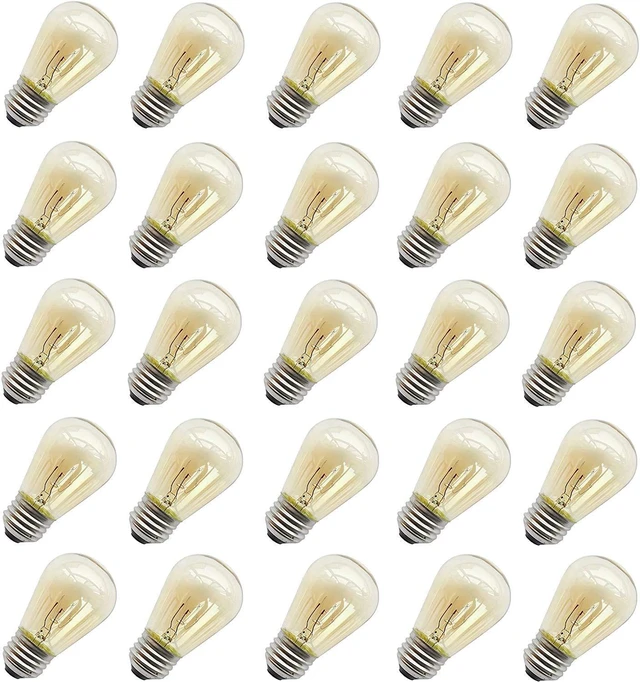Alt view image 8 of 14 - 11W Outdoor String Light Bulbs with E26 Base, 25 Pack | 11W Outdoor Light Bulbs for String Lights, S14 Incandescent Replacement Bulbs for Outdoor Patio String Lights