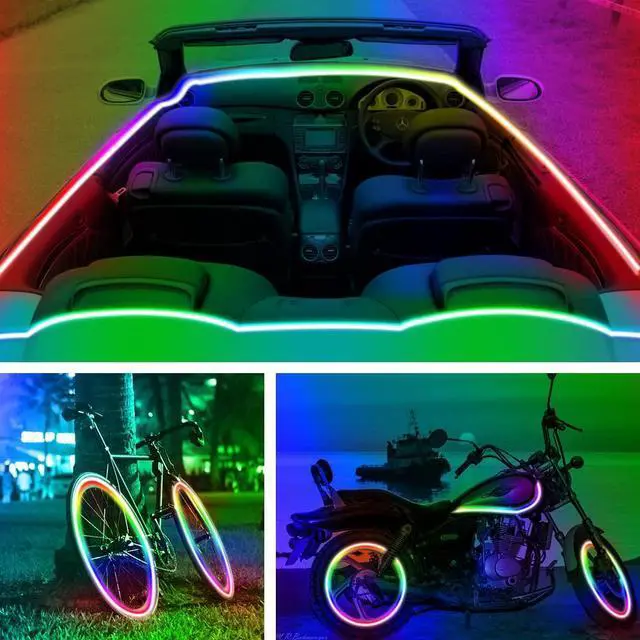 Alt view image 10 of 12 - Battery Powered LED Strip Lights 25ft, Battery Operated LED Light Strip Color Changing Music Sync App Remote Control RGB USB Led Lights for TV, Room, Rope Lights