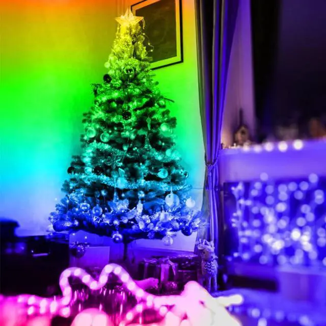 Alt view image 11 of 12 - Battery Powered LED Strip Lights 25ft, Battery Operated LED Light Strip Color Changing Music Sync App Remote Control RGB USB Led Lights for TV, Room, Rope Lights