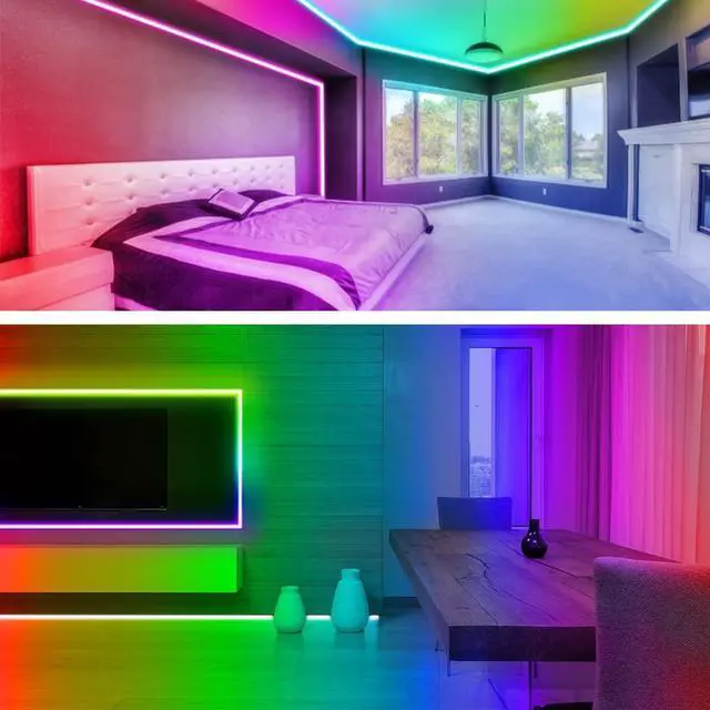 Alt view image 12 of 12 - Battery Powered LED Strip Lights 25ft, Battery Operated LED Light Strip Color Changing Music Sync App Remote Control RGB USB Led Lights for TV, Room, Rope Lights