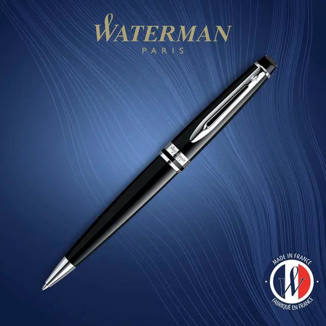 Alt view image 9 of 14 - Expert Ballpoint Pen, Gloss Black with Chrome Trim, Medium Tip, Blue Ink, Luxury Pen in Gift Box - Supreme Writing Comfort, Signature Style, Polished, Professional