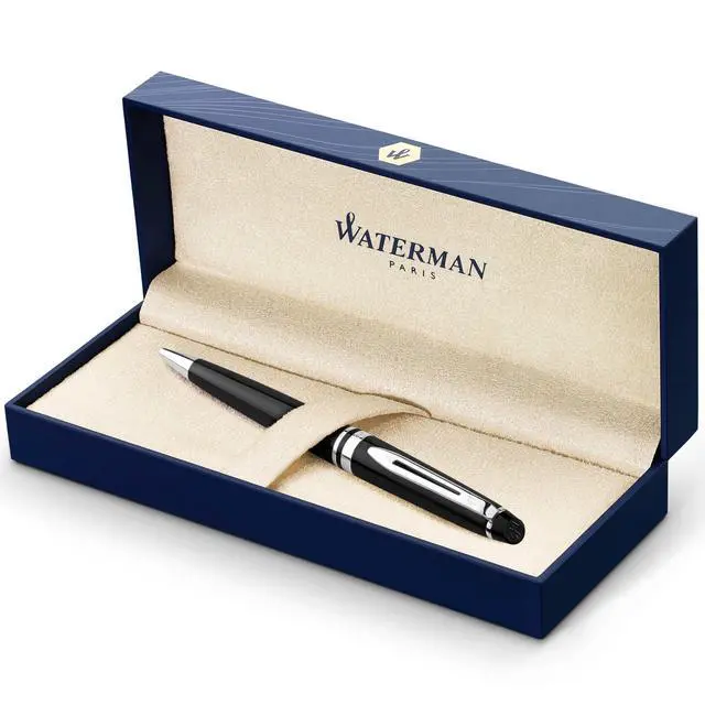 Alt view image 8 of 14 - Expert Ballpoint Pen, Gloss Black with Chrome Trim, Medium Tip, Blue Ink, Luxury Pen in Gift Box - Supreme Writing Comfort, Signature Style, Polished, Professional