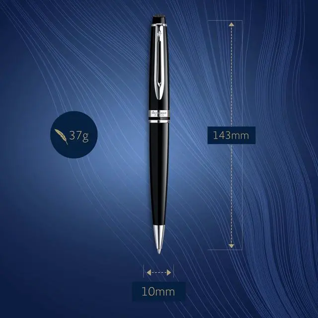 Alt view image 10 of 14 - Expert Ballpoint Pen, Gloss Black with Chrome Trim, Medium Tip, Blue Ink, Luxury Pen in Gift Box - Supreme Writing Comfort, Signature Style, Polished, Professional