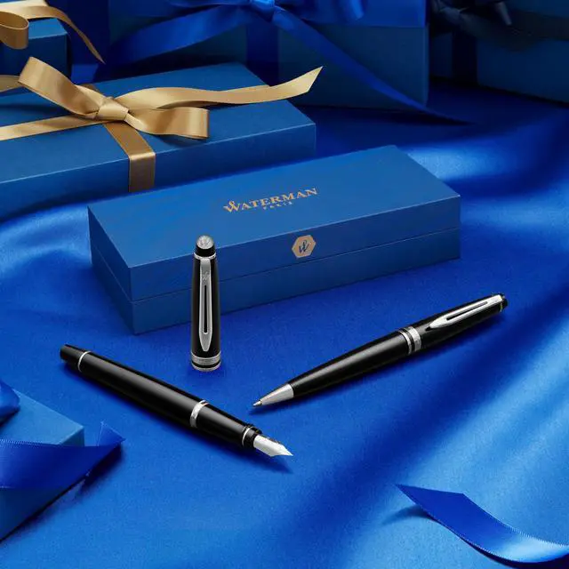 Alt view image 14 of 14 - Expert Ballpoint Pen, Gloss Black with Chrome Trim, Medium Tip, Blue Ink, Luxury Pen in Gift Box - Supreme Writing Comfort, Signature Style, Polished, Professional