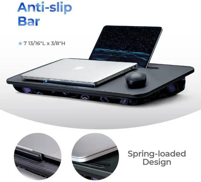 Alt view image 12 of 14 - Lap Desk Cushioned Lap Desks, Portable Laptop Desk for Bed, Couch & Floor, Washable Cushion, Built-in Phone & Tablet Slot, Fits 17.3" Laptop Working, Writing, Gaming Large, Gaming Accs