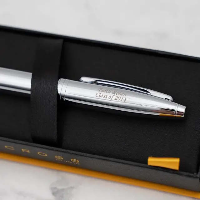 Alt view image 9 of 14 - Cross Calais Engraved Ballpoint Pen, Chrome, Two-Line Personalization up to 30 Characters Each, Gift for Graduation, Retirement, Career Advancement, New Job, Cross Gift Box Included