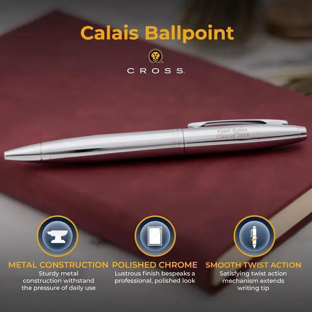 Alt view image 11 of 14 - Cross Calais Engraved Ballpoint Pen, Chrome, Two-Line Personalization up to 30 Characters Each, Gift for Graduation, Retirement, Career Advancement, New Job, Cross Gift Box Included