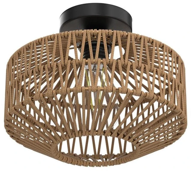 Alt view image 11 of 14 - Boho Light Fixtures Ceiling Mount,Mini Rattan Chandelier Light Fixture with Dimmable LED Bulb,Hand Woven Ceiling Light Fixtures Flush Mount for Hallway Bedroom Kitchen Entryway Living Room