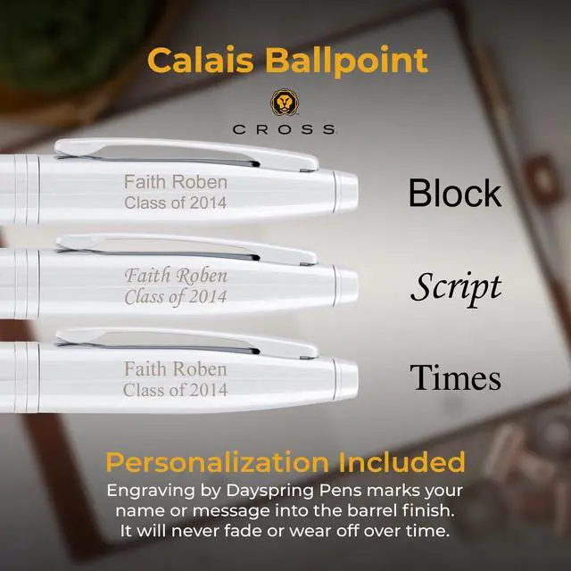 Alt view image 10 of 14 - Cross Calais Engraved Ballpoint Pen, Chrome, Two-Line Personalization up to 30 Characters Each, Gift for Graduation, Retirement, Career Advancement, New Job, Cross Gift Box Included