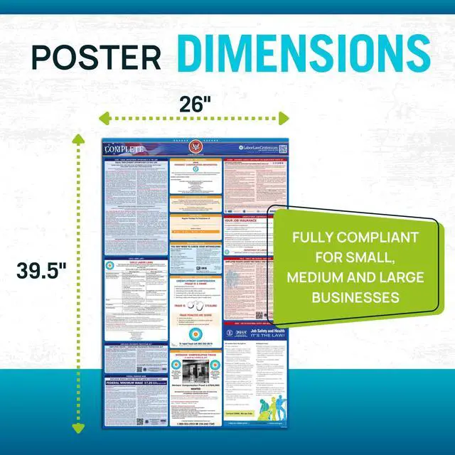 Alt view image 9 of 14 - Indiana 2026 Labor Law Poster State & Federal Compliance OSHA, EEOC, FMLA, Minimum Wage Durable, Laminated & Waterproof Workplace Employment Poster Made in USA 26 x 39.5, 2-Pack