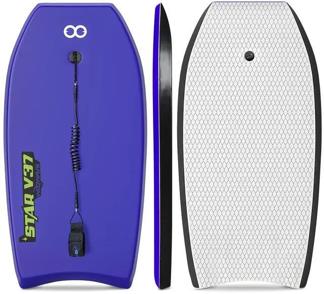 Alt view image 8 of 14 - Bodyboard 33-inch/37-inch/42-inch Premium IXPE Body Board with Coiled Wrist Leash, Super Lightweight EPS Core and HDPE Slick Bottom, Perfect Surfing for Kids Teens and Adults