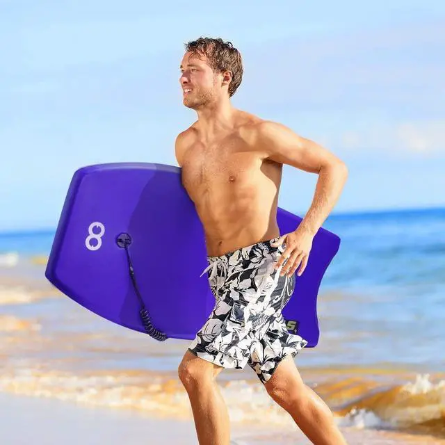 Alt view image 13 of 14 - Bodyboard 33-inch/37-inch/42-inch Premium IXPE Body Board with Coiled Wrist Leash, Super Lightweight EPS Core and HDPE Slick Bottom, Perfect Surfing for Kids Teens and Adults