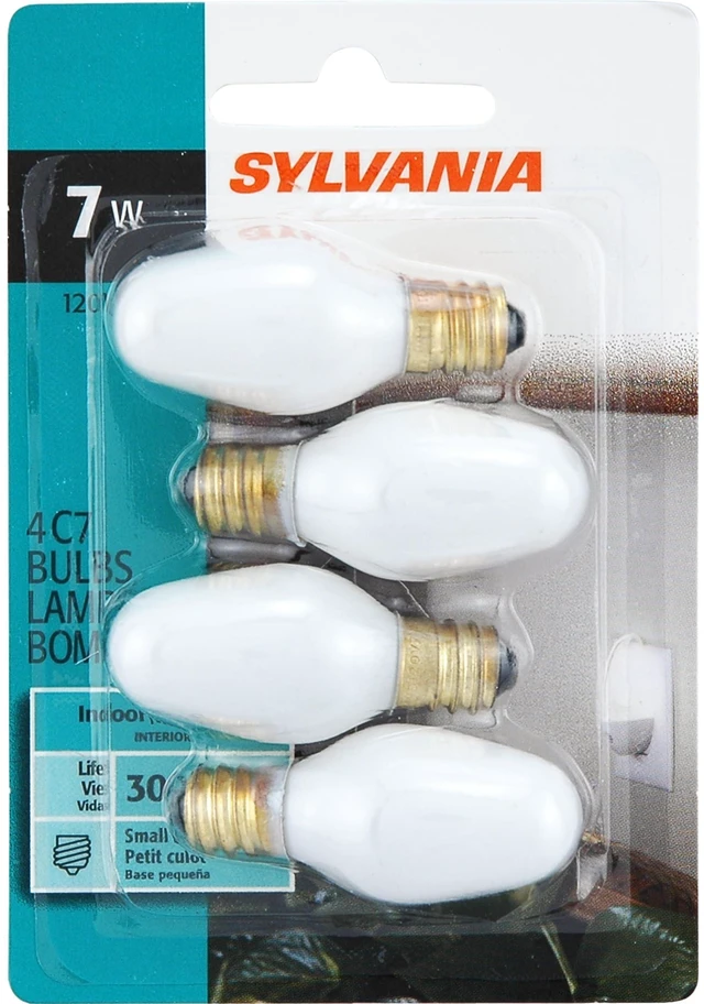 Alt view image 8 of 10 - 13544-7C7/W/BL/4PK 120V Night Light Bulb,Incandescent, Warm White 7 watts