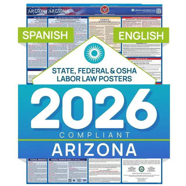 Alt view image 8 of 14 - Labor Law Posters Arizona 2026, English, Spanish, State Federal Notices | Arizona State Federal Workplace Notices With OSHA, EEOC, FMLA, Minimum Wage, HR Office, Worksite, Employee Posting Details