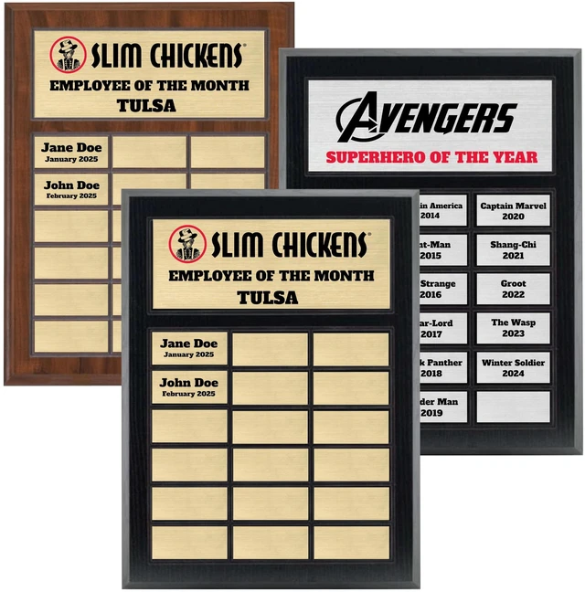 Alt view image 8 of 14 - Perpetual Plaque, Custom Employee of the Month Appreciation Award (18 Plate (12x15"))