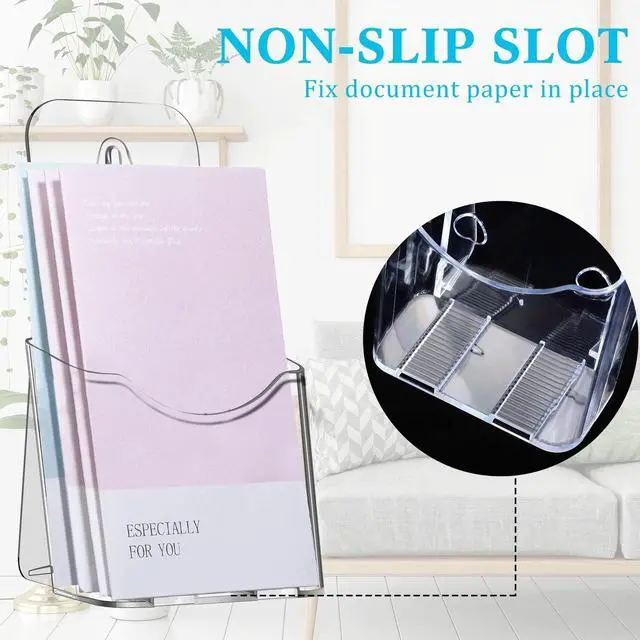 Alt view image 10 of 14 - 20 Pieces Acrylic Brochure Holder 4 x 8 Inches Rack Card Holder Clear Pamphlet Holders Display Stand for Vendors, Brochure, Trifold, Magazine, Pamphlet, Booklets