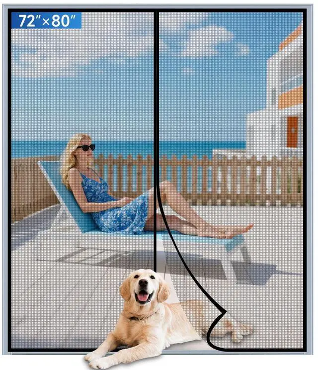 Alt view image 8 of 14 - Upgraded PET Mesh Magnetic Screen Door Stronger Than Fiberglass and Polyester,Hands Free,Keep Bugs Out,Pet & Kid Friendly,Suitable for Sliding Doors,Patio and French Doors-72" X 80"