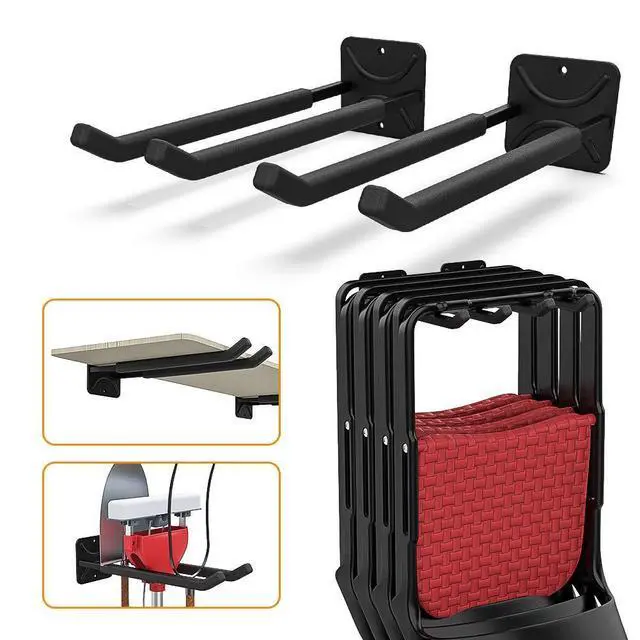 Alt view image 8 of 14 - Garage Hooks Heavy Duty Tool Organizer, Wall Mount Hanger Rack Garage Storage Utility Hooks for Car Tires, Ladders, Chairs, Strollers, Power Tools, Garden Tools (2 Pack, 12.4" Hook)