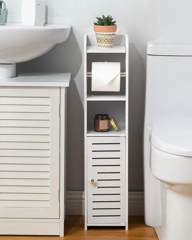 Alt view image 6 of 8 - Toilet Paper Holder Stand: Small Space Bathroom Storage for Renters