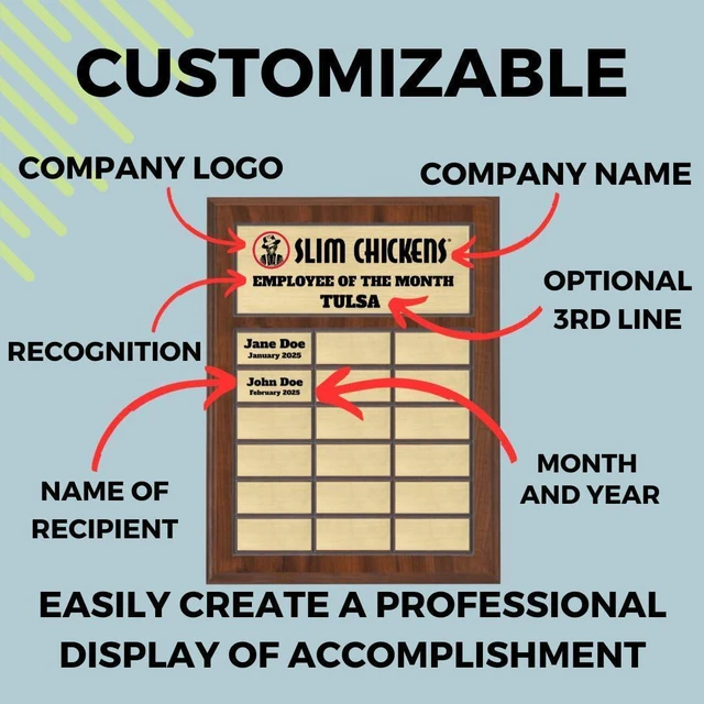 Alt view image 12 of 14 - Perpetual Plaque, Custom Employee of the Month Appreciation Award (18 Plate (12x15"))