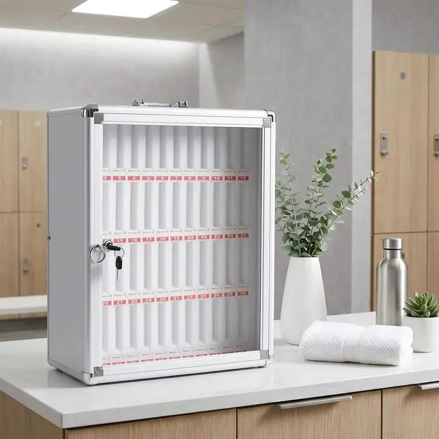 Alt view image 11 of 14 - 48 Slots Aluminum Alloy Cell Phone Lock Box | Cell Phone Locker for Classroom, Cell Phones Storage Cabinet, Freestanding / Wall-Mounted, Can be Carried by Hand