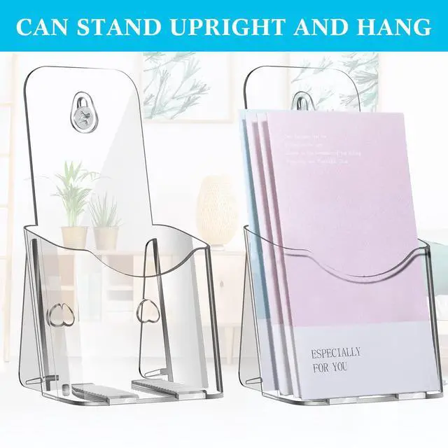 Alt view image 13 of 14 - 20 Pieces Acrylic Brochure Holder 4 x 8 Inches Rack Card Holder Clear Pamphlet Holders Display Stand for Vendors, Brochure, Trifold, Magazine, Pamphlet, Booklets