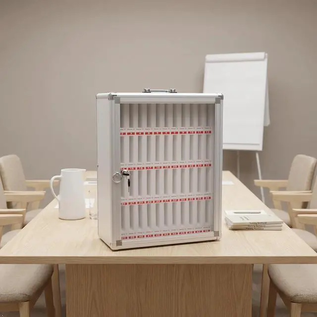Alt view image 12 of 14 - 48 Slots Aluminum Alloy Cell Phone Lock Box | Cell Phone Locker for Classroom, Cell Phones Storage Cabinet, Freestanding / Wall-Mounted, Can be Carried by Hand