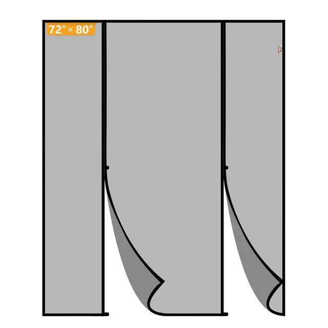 Alt view image 8 of 14 - Magnetic Screen Door, for Sliding Doors 72" x 80", Black | Screen Size 74" x 81", Double-Sided Opening, Reinforced Mesh with Strong Magnets, For French Front/Back Patio Doors