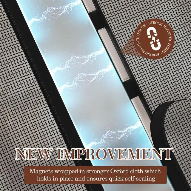 Alt view image 10 of 14 - Magnetic Screen Door, for 32x80 Doors, Black | Screen Size 34"x81", High-Density Fiberglass Mesh, Powerful Magnets & Windproof Hasp, For Front/Back Patio Doors