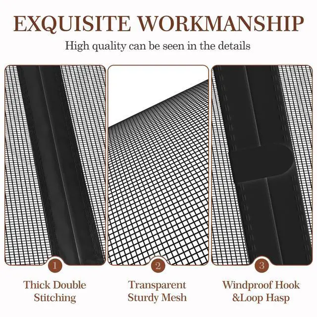 Alt view image 12 of 14 - Magnetic Screen Door, for Sliding Doors 72" x 80", Black | Screen Size 74" x 81", Double-Sided Opening, Reinforced Mesh with Strong Magnets, For French Front/Back Patio Doors