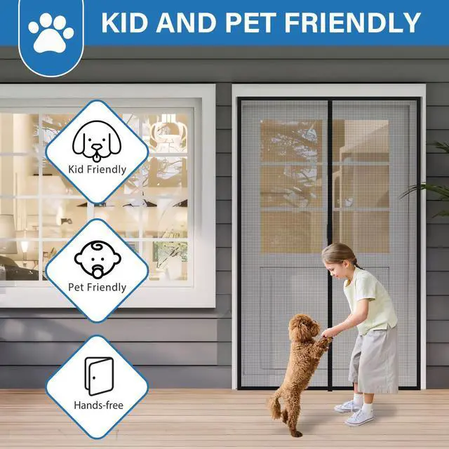 Alt view image 13 of 14 - Upgraded PET Mesh Magnetic Screen Door Stronger Than Fiberglass and Polyester,Hands Free,Keep Bugs Out,Pet & Kid Friendly,Suitable for Sliding Doors,Patio and French Doors-72" X 80"