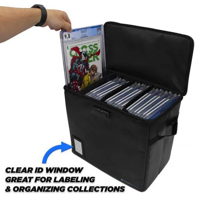 Alt view image 13 of 14 - Graded Comic Book Storage Fits 30 CGC Graded Comics, Hard Shell Fire Resistant Comic Bin with Three Internal Comic Book Box Dividers, Includes Zipper Lock