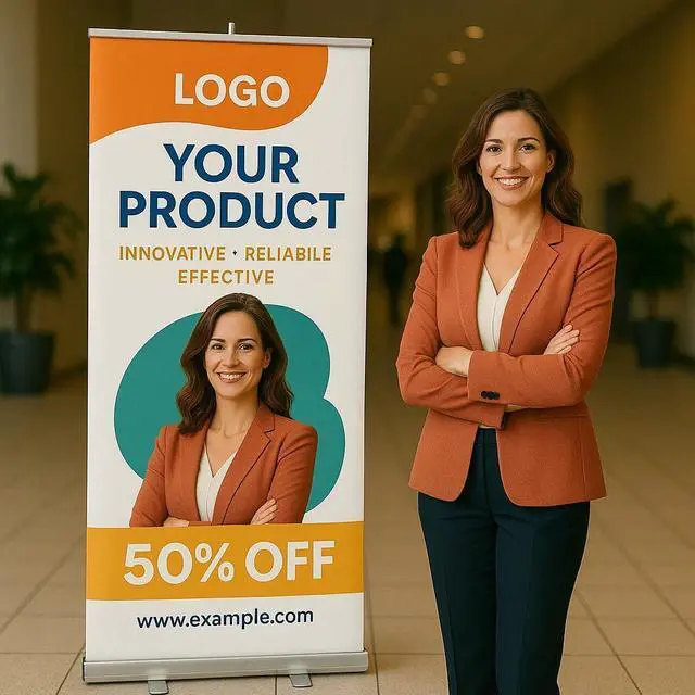 Alt view image 11 of 14 - Custom Retractable Banner (33" × 81") Portable Roll Up Stand, Easy Setup, Personalized Full Color Pop Up Banner with Carrying Case for Events & Promotions
