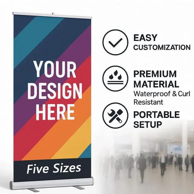 Alt view image 10 of 14 - Custom Retractable Banner (33" × 81") Portable Roll Up Stand, Easy Setup, Personalized Full Color Pop Up Banner with Carrying Case for Events & Promotions
