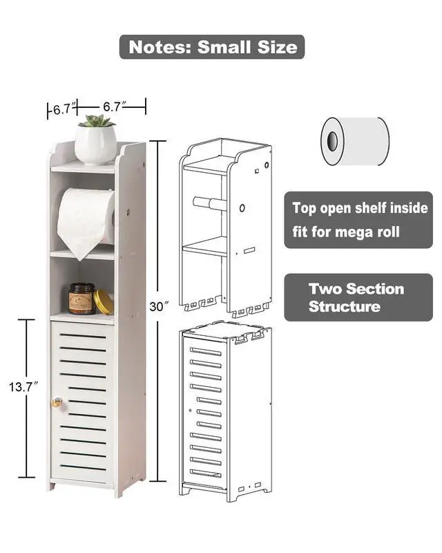 Alt view image 8 of 8 - Toilet Paper Holder Stand: Small Space Bathroom Storage for Renters