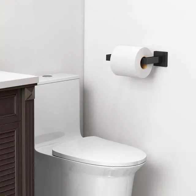 Alt view image 10 of 14 - Toilet Paper Holder Matte Black, Wall Mounted Pivoting for Bathroom | Square Tissue Paper Holder, Stainless Steel, Double Post Pivoting, Commercial Toilet Paper Dispenser