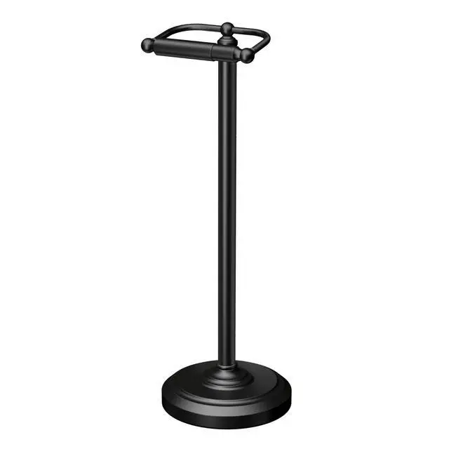 Alt view image 7 of 12 - 1436MX Toilet Paper Holder Stand, Weighted Base, Matte Black, Freestanding Bathroom Floor Stand, 22 Inch