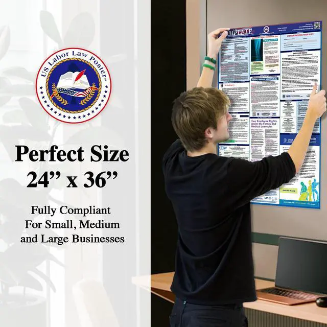 Alt view image 10 of 14 - 2026 California CA All-in-One Workplace Compliance & Labor Law Poster (Federal State & OSHA) English and Spanish Bundle Laminated