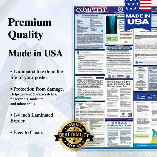 Alt view image 9 of 14 - 2026 California CA All-in-One Workplace Compliance & Labor Law Poster (Federal State & OSHA) English and Spanish Bundle Laminated