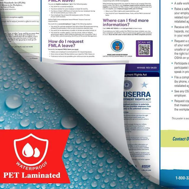 Alt view image 12 of 14 - 2026 California CA All-in-One Workplace Compliance & Labor Law Poster (Federal State & OSHA) English and Spanish Bundle Laminated