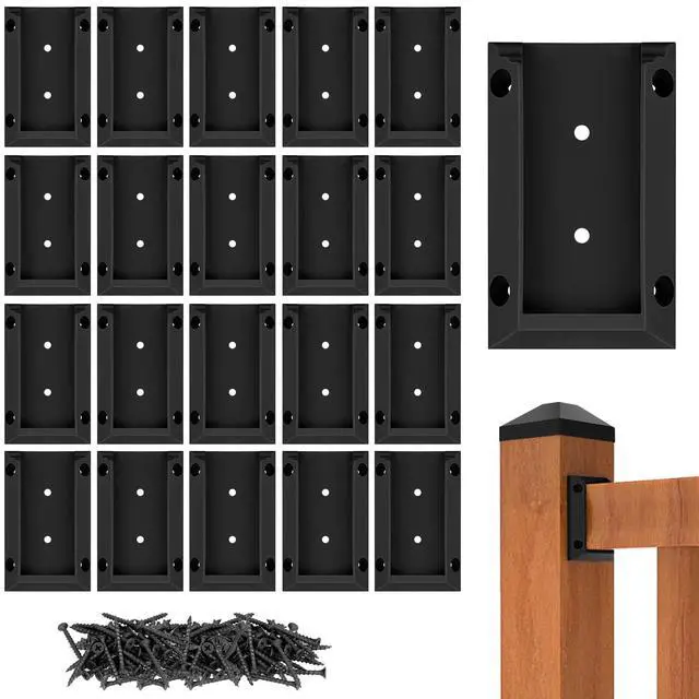 Alt view image 8 of 14 - 20pcs Deck Railing Brackets Connectors for 2x4 Railing Wood Post with 120pcs Wood Screws