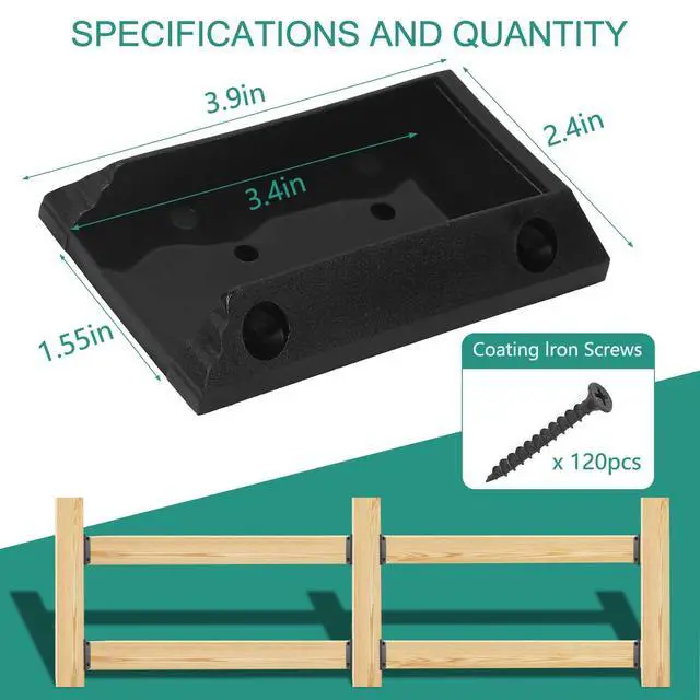 Alt view image 9 of 14 - 20pcs Deck Railing Brackets Connectors for 2x4 Railing Wood Post with 120pcs Wood Screws
